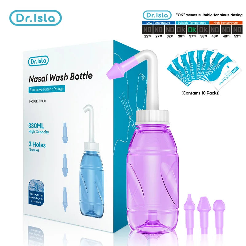 Dr.isla 300ML Nasal irrigator Nasal Rinse Bottle Nasal Wash Cleaner Nose Protector Avoid Allergic Rhinitis Adults Children Neti