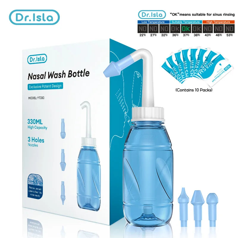 Dr.isla 300ML Nasal irrigator Nasal Rinse Bottle Nasal Wash Cleaner Nose Protector Avoid Allergic Rhinitis Adults Children Neti